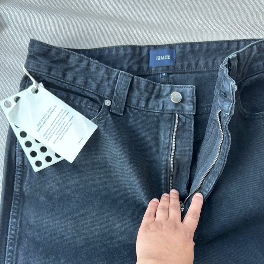 KHAITE Black Straight Leg Jeans Classic Style